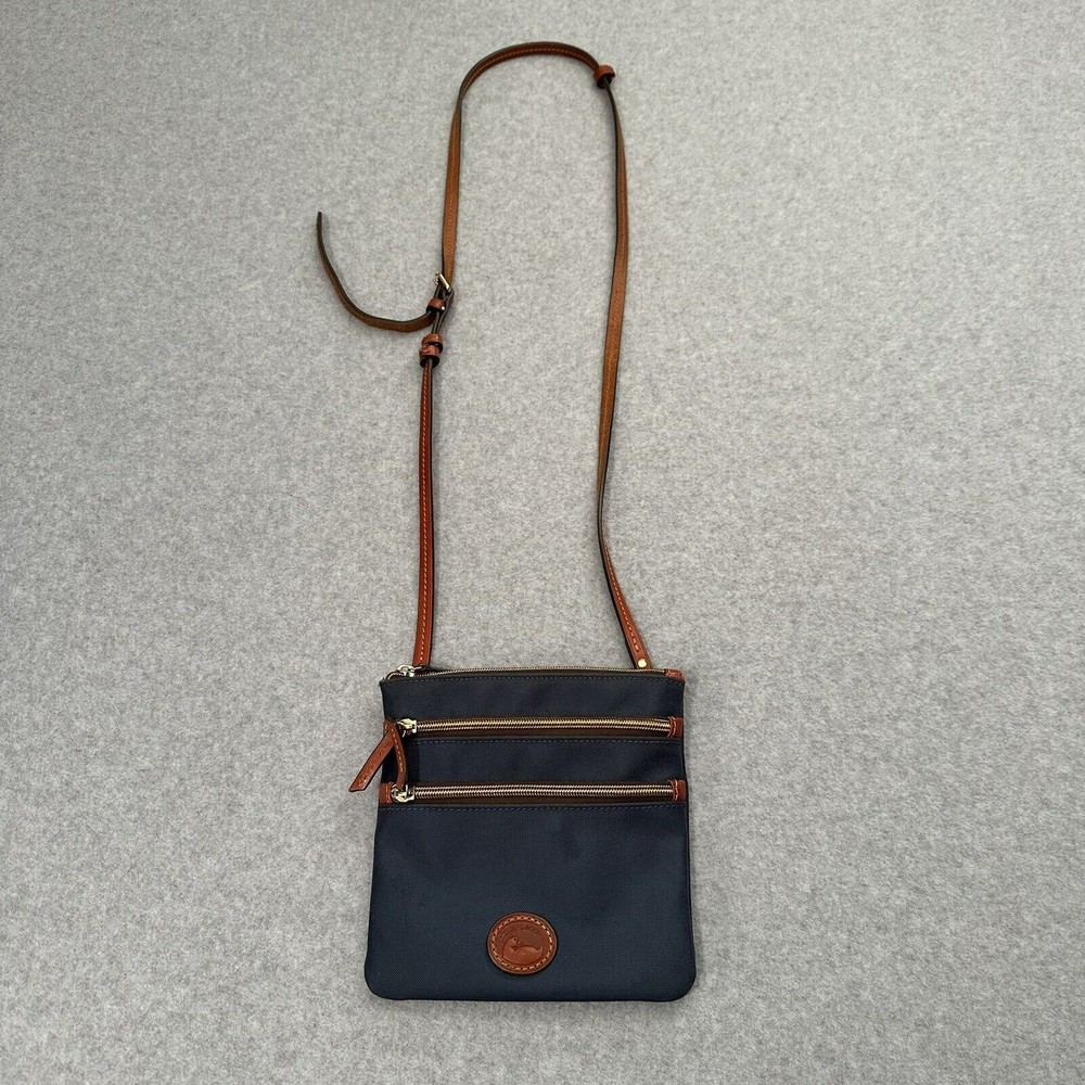 DOONEY & BOURKE Nylon North South Triple Zip Crossbody Blue Purse Zip Adjustable